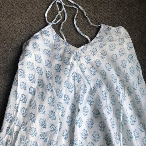 Blue and White Gauzy Cotton Sundress - Picture 2 of 3